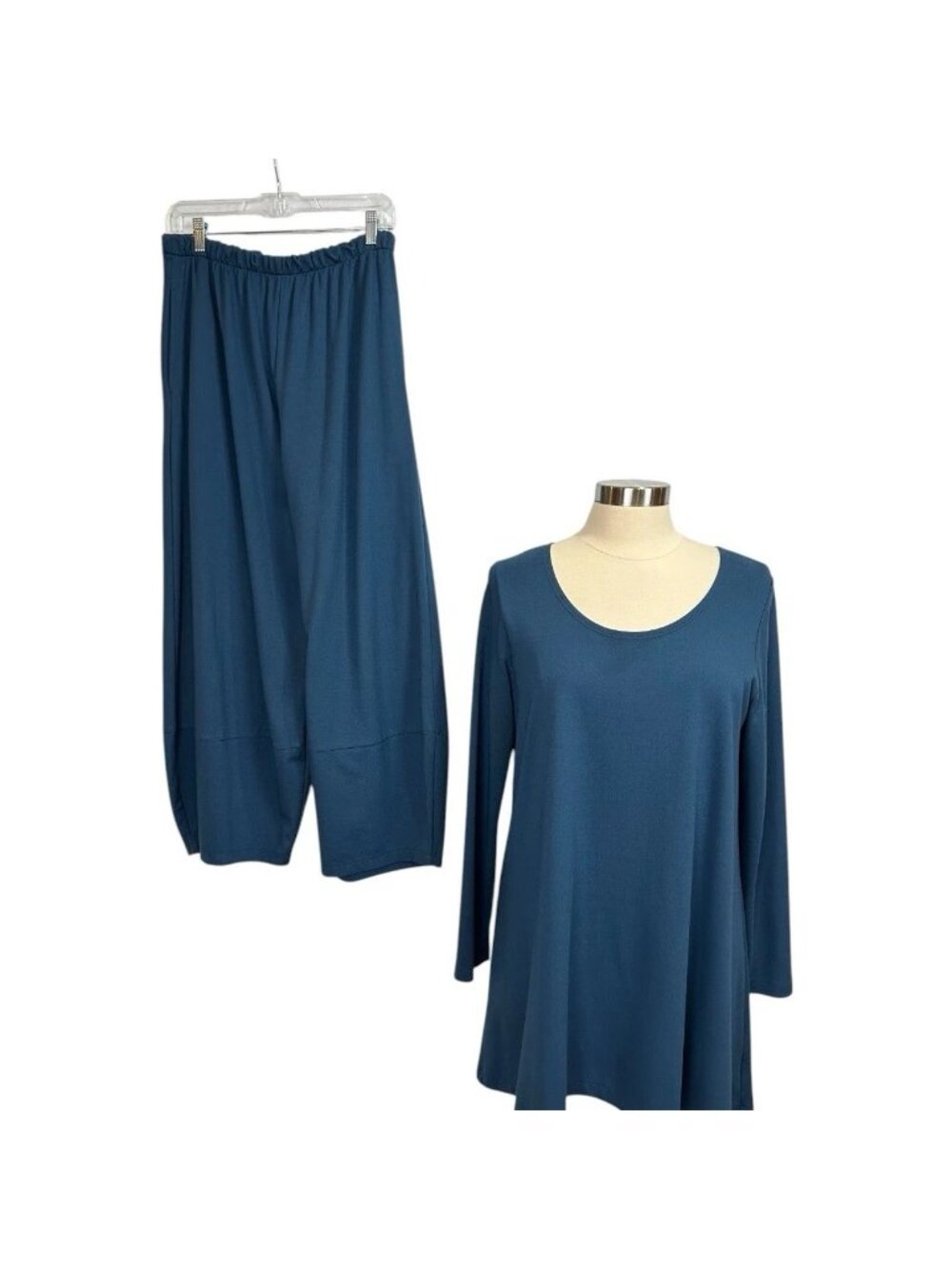 Bryn Walker Matching Set Women M Tunic Top Pants Blue Minimalist Lagenlook USA